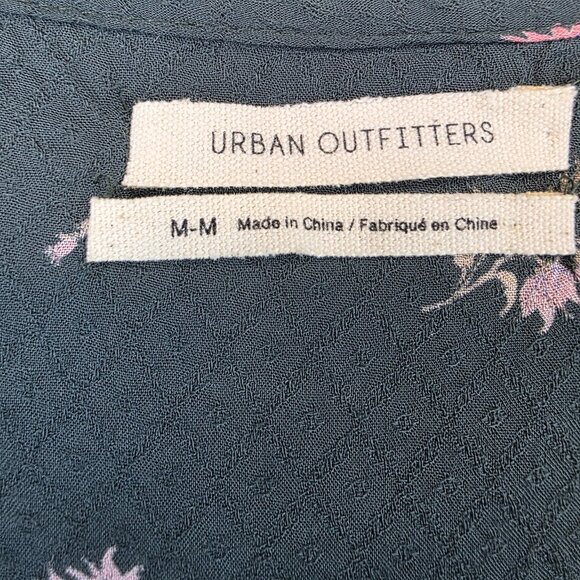 Urban Outfitters Dress Womens Medium Green Floral Tiered Babydoll Long Sleeve - Picture 2 of 9
